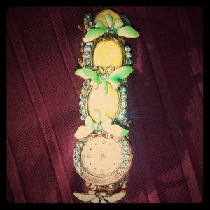 Women's Butterfly and Gem Quartz Wrist Watch